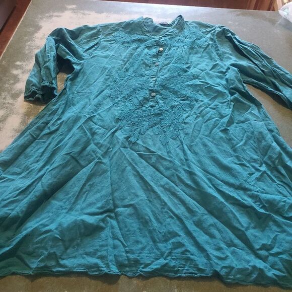 Johnny Was green embroidered tunic sz XS - Picture 1 of 4